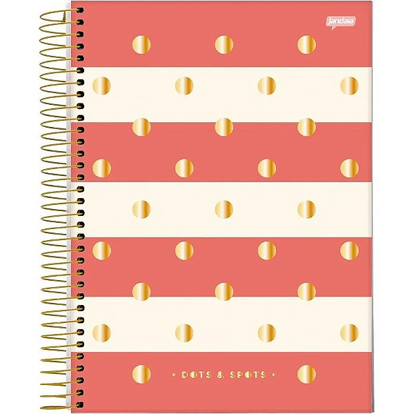 Caderno Espiral Dots e Spots - Salmão - 80 Folhas - Jandaia