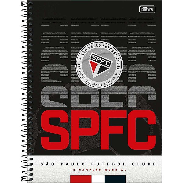 Caderno Espiral São Paulo - SPFC - 80 Folhas - Tilibra