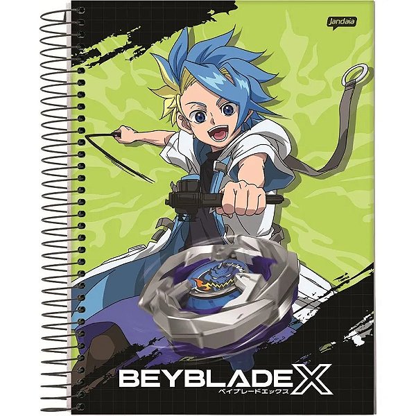 Caderno Espiral Beyblade X - Verde - 80 Folhas - Jandaia