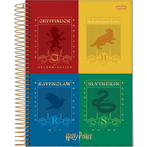 Caderno Espiral Harry Potter - Qualidades das Casas - 96 folhas - Jandaia