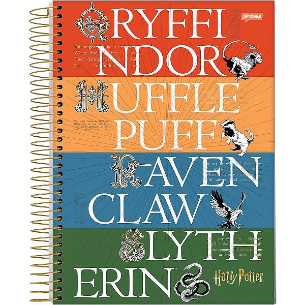 Caderno Harry Potter - Casas de Hogwarts - 200 folhas - Jandaia
