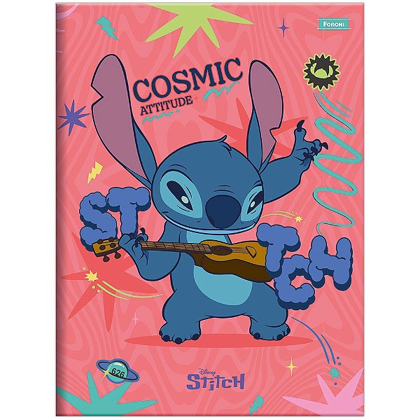 Caderno Brochura Stitch - Cosmic Atitude - 80 Folhas - Foroni