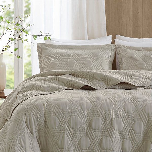 Jogo de Colcha Prisma - Casal - Bege - Corttex