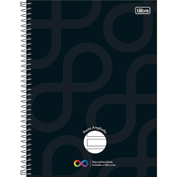 Caderno Pauta Ampliada Neurodiversidade 80 Folhas - Preto - Tilibra