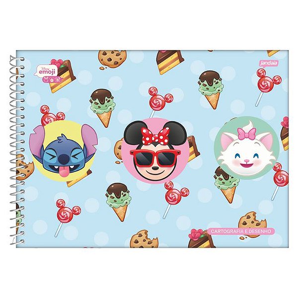 Caderno de Cartografia e Desenho Disney Emoji - 80 Folhas - Jandaia