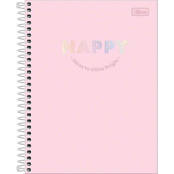 Caderno Espiral Happy - Rosa - 80 Folhas - Tilibra