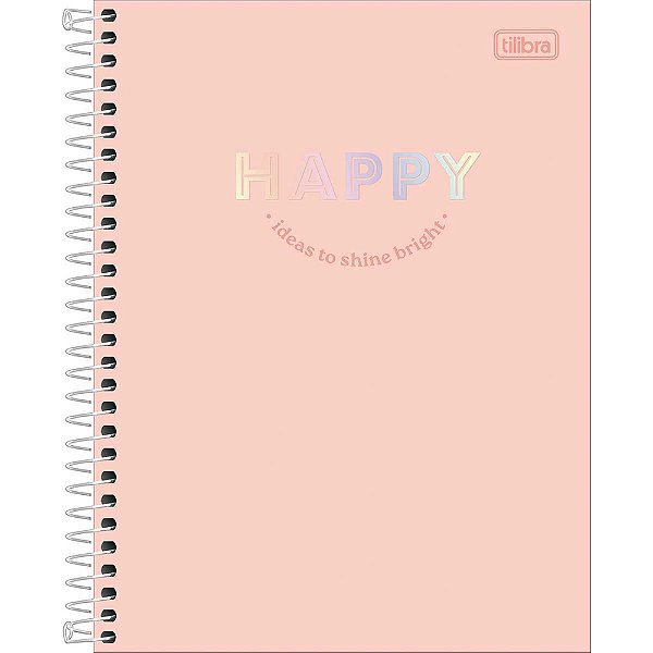 Caderno Espiral Happy - Salmão - 80 Folhas - Tilibra