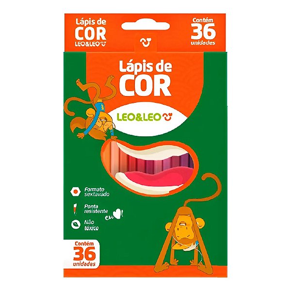 Lapis de Cor Sextavado - 36 Cores - Leo&Leo