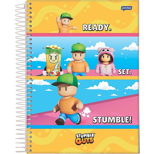 Caderno Espiral Stumble Guys - Ready - 80 Folhas - Jandaia