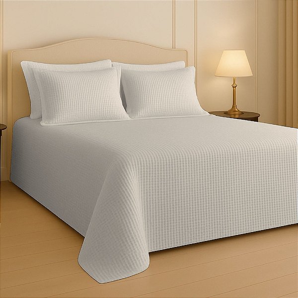 Kit Colcha Dream Piquet King - Pérola - 3 Peças - Estamparia