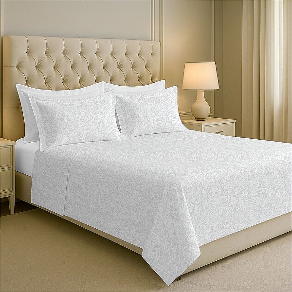 Jogo de Lençol Trésor 300 Fios Queen - Porcelana - 4 Peças - Estamparia