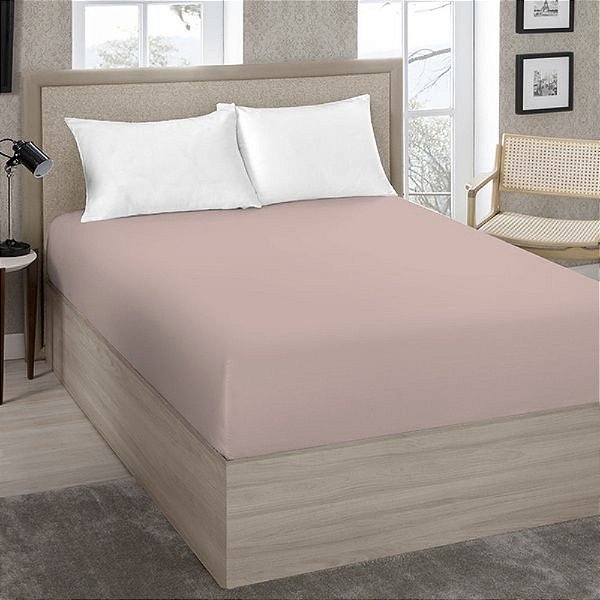 Lençol com Elástico Premium Linea 150 Fios - Solteiro - Rosa - Estamparia
