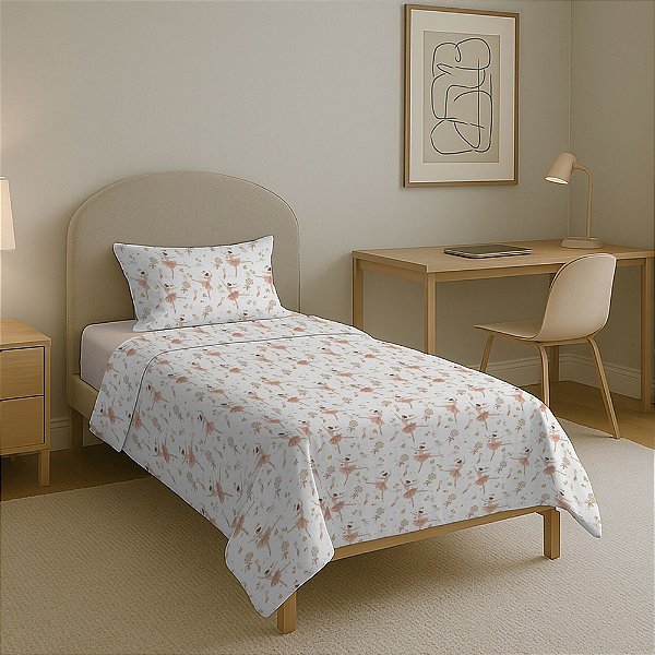 Jogo de Cama Premium Linea Infantil Solteiro - Balé - 180 Fios - Estamparia