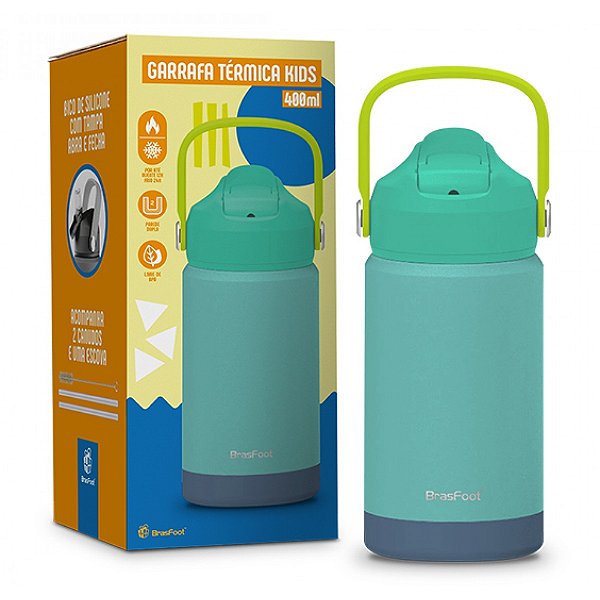 Garrafa Térmica Kids - Verde - 400ml - Brasfoot