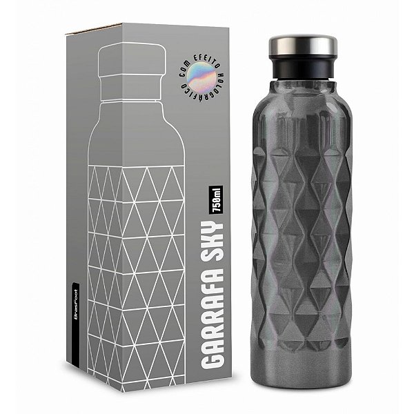 Garrafa Térmica Sky Perolada - Cinza - 750ml - Brasfoot