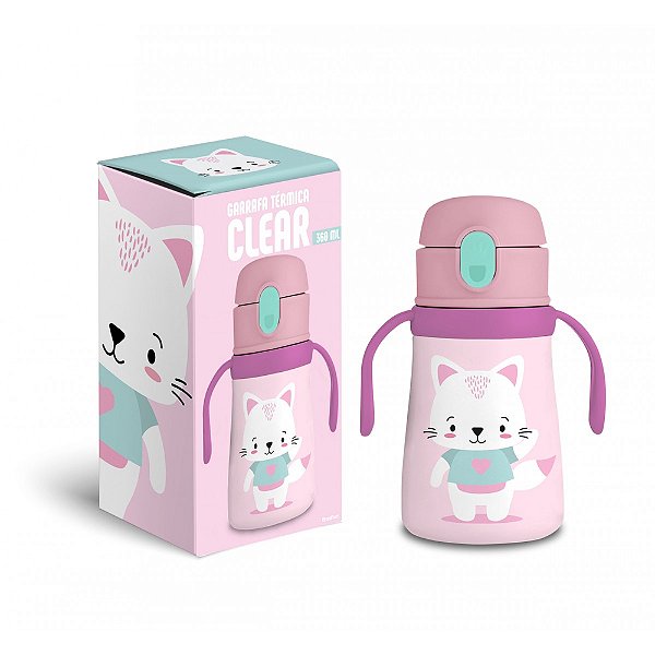 Garrafa Térmica Infantil Clear - Gatinha - 360ml - Brasfoot
