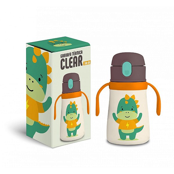 Garrafa Térmica Infantil Clear - Dino - 360ml - Brasfoot
