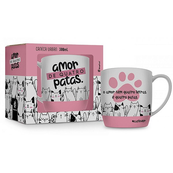 Caneca de Porcelana Amor de Quatro Patas - Cat - 300ml - Brasfoot