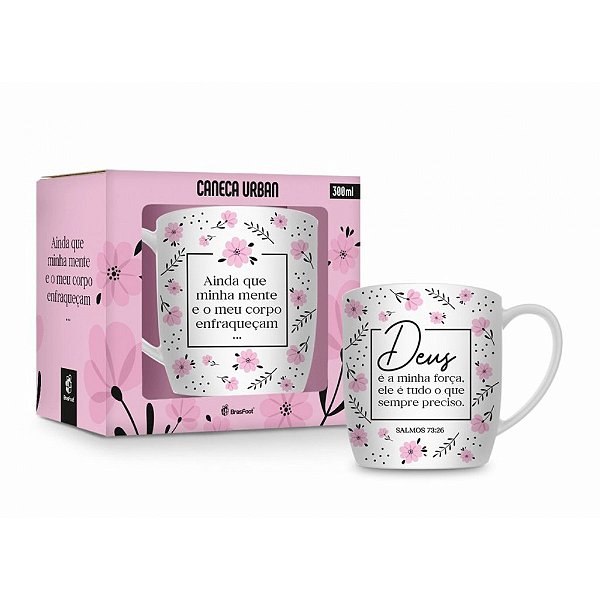 Caneca de Porcelana - Deus Minha Força - 360ml - Brasfoot