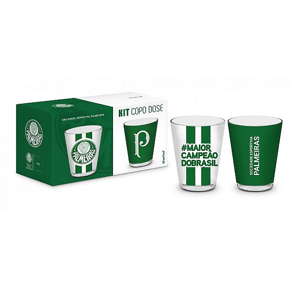 Jogo de Copos de Dose Palmeiras - 2 Peças - 55ml - Brasfoot