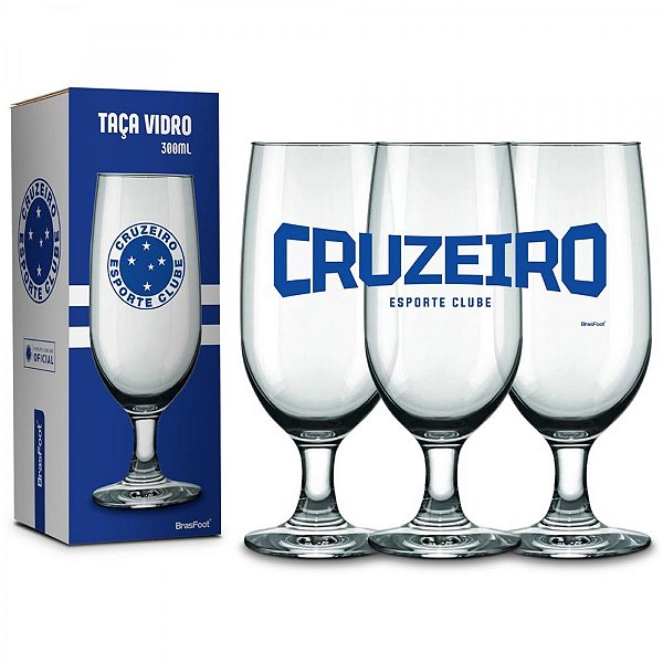 Taça de Vidro - Cruzeiro - 300ml - Brasfoot