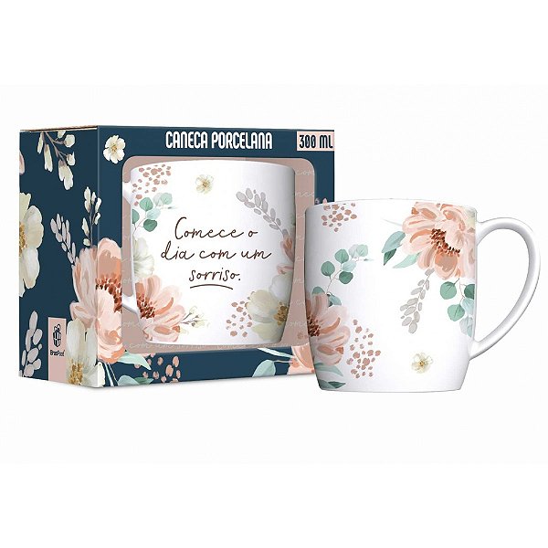 Caneca de Porcelana - Um Sorriso - 300ml - Brasfoot