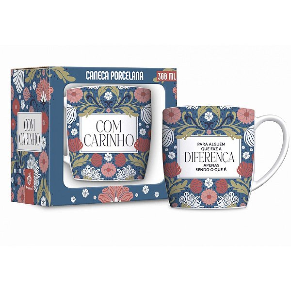 Caneca de Porcelana - Com Carinho - 300ml - Brasfoot