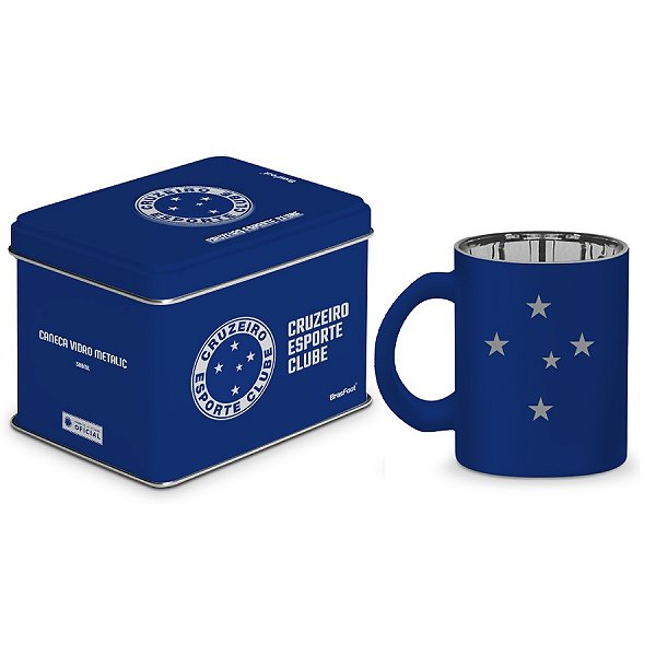 Caneca de Vidro Diamond Metalic Lata - Cruzeiro - 300ml - Brasfoot