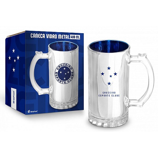 Caneca de Vidro Metalic Cruzeiro - 480ml - Brasfoot