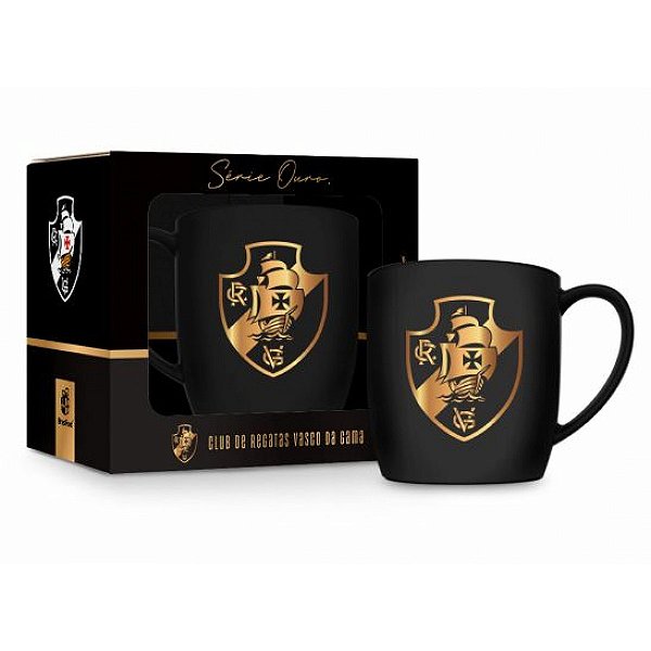 Caneca de Porcelana Série Ouro - Vasco - 300ml - Brasfoot