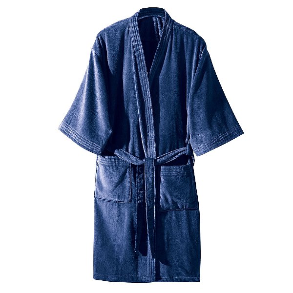 Roupão Adulto Velour - Azul Marinho - Döhler