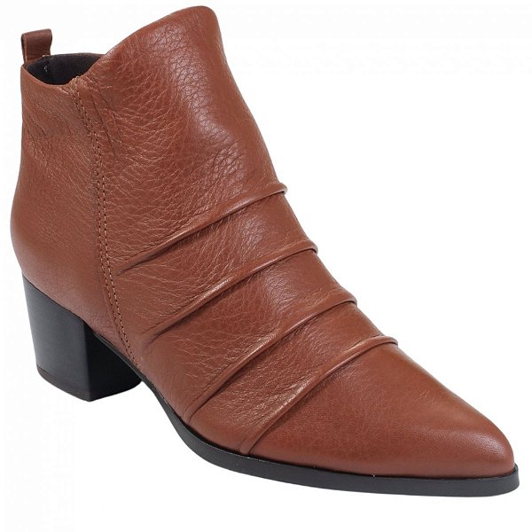 Bota Feminina Cano Curto Franzido - Conhaque - Bottero