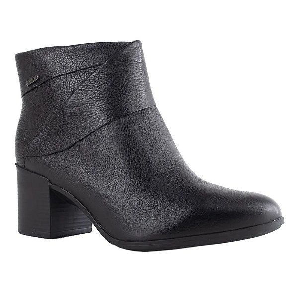 Bota Feminina Couro Cano Curto Salto Bloco - Preto - Bottero