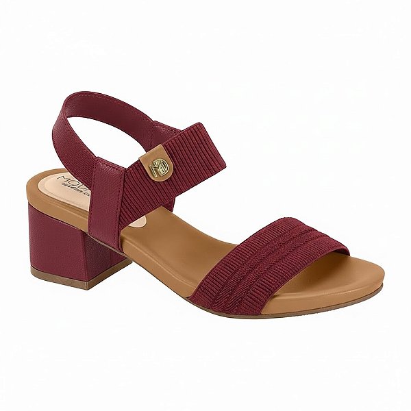 Sandália Feminina Salto Bloco Float Nature - Marsala - Modare UltraConforto