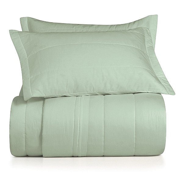 Jogo de Colcha Algodão Lux King - Verde Claro - 200 Fios - Altenburg