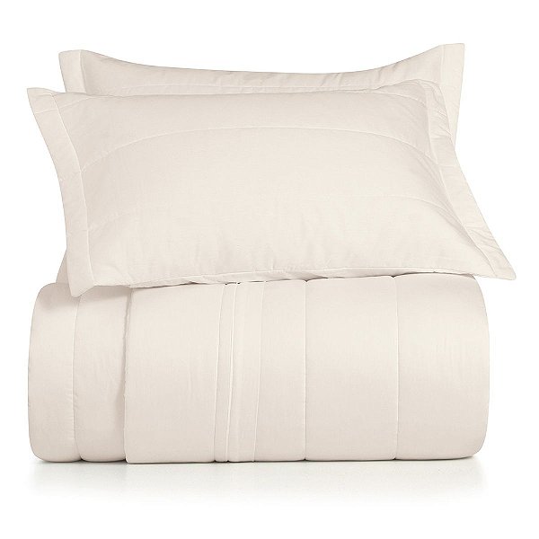 Jogo de Colcha Algodão Lux King - Bege Delavé - 200 Fios - Altenburg