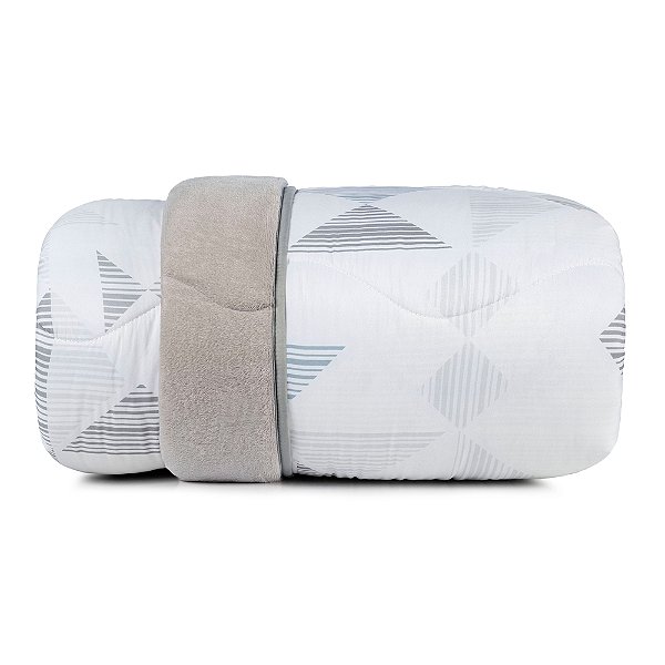 Edredom Blend Confort Plush Dupla Face Solteiro - Triângulos - Altenburg