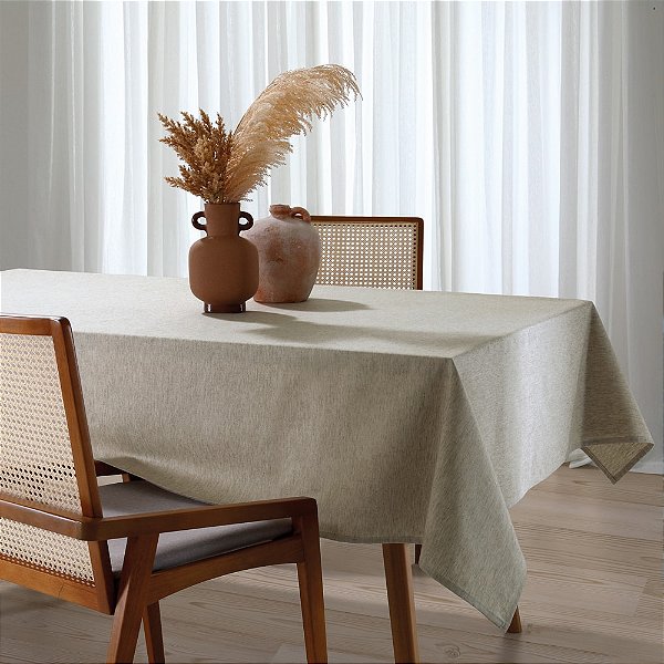 Toalha de Mesa Retangular Linhares - 8 Lugares - Natural - Döhler