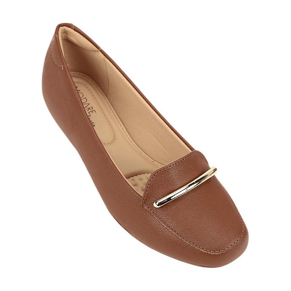 Sapatilha Feminina Casual Fivela Bico Quadrado - Avelã - Modare Ultraconforto
