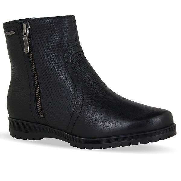 Bota Feminina Rasteira Cano Baixo Couro Burnish - Preto - Bottero