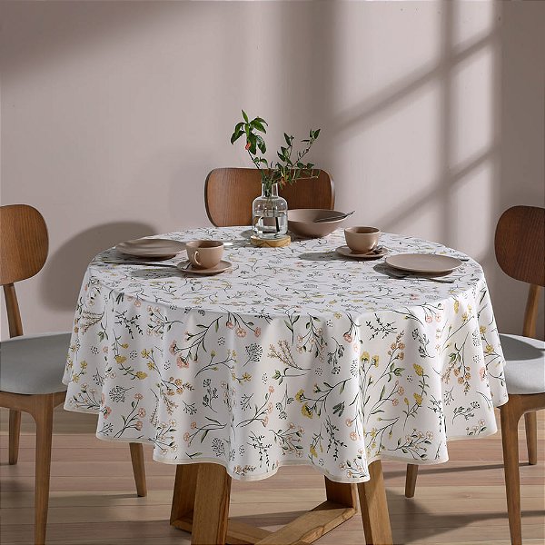 Toalha de Mesa Redonda Athenas 4 Lugares - Florência - Döhler Clean