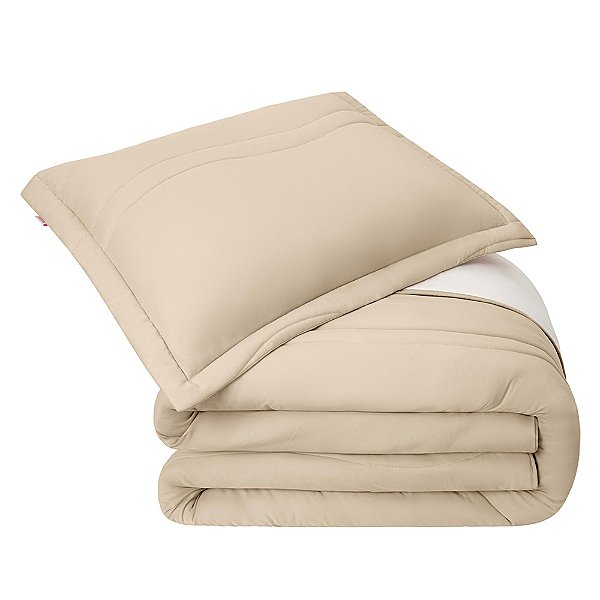 Edredom Alure Washed Queen - Bege/Palha - 3 Peças - Lavive
