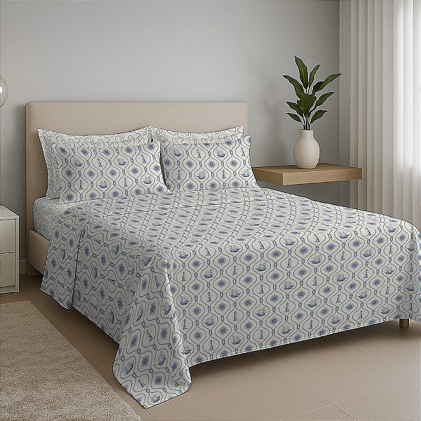 Jogo de Cama Premium Linea Solteiro - Náutico - 180 Fios - Estamparia