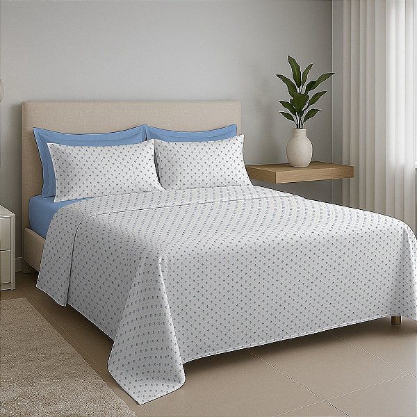 Jogo de Cama Premium Linea Casal - Micro Geométrico - 180 Fios - Estamparia