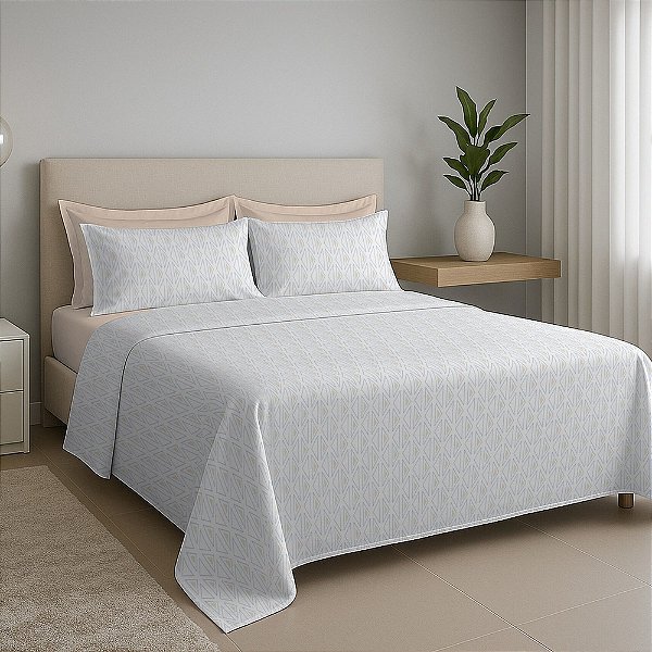 Jogo de Cama Premium Casal - Triangular - 150 Fios - Estamparia