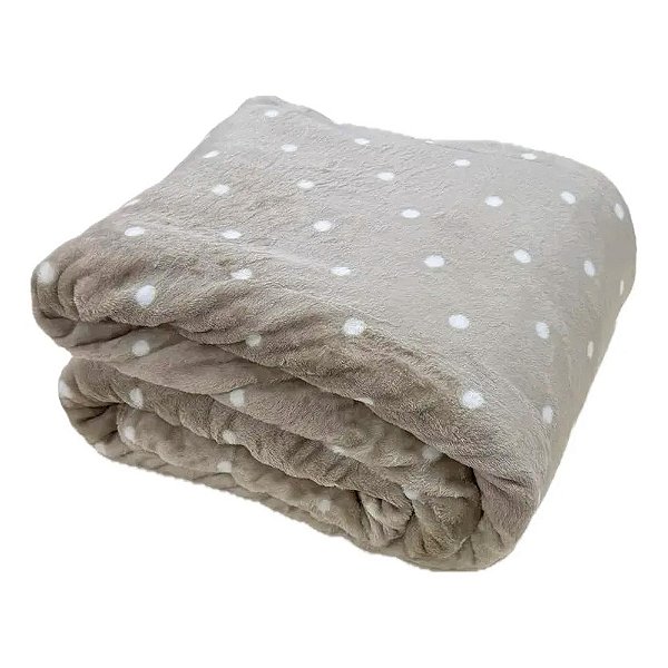 Cobertor Flannel Poá 200 Fios - Queen - Bege - Corttex