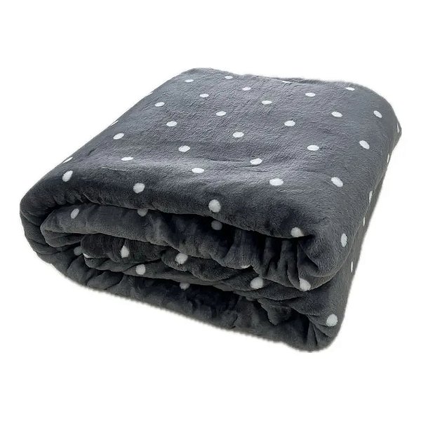 Cobertor Flannel Poá 200 Fios - Casal - Cinza - Corttex