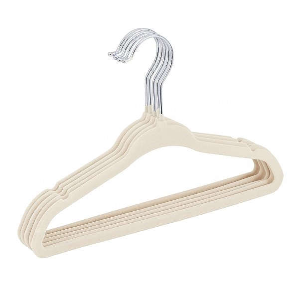 Conjunto de Cabides de Veludo Creme 5 Peças - Mek