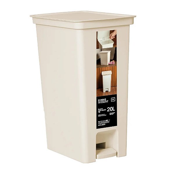 Lixeira com Pedal Fly - Creme - 20L - Paramount