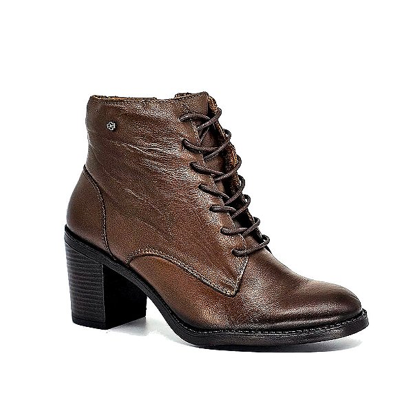 Bota Feminina Cano Baixo em Couro Judy - Café - Perlatto